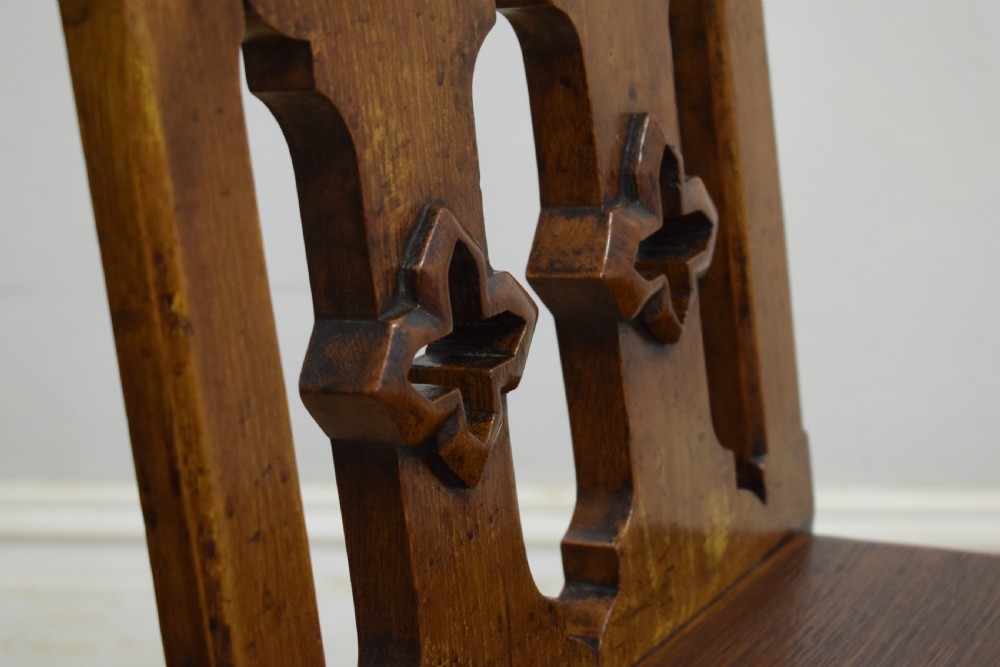 William IV Gothic Oak Hall Chair View XI