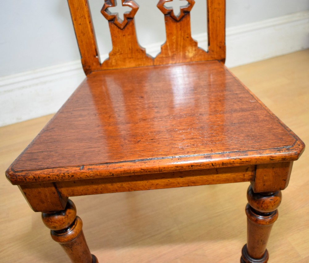 William IV Gothic Oak Hall Chair View XVIII