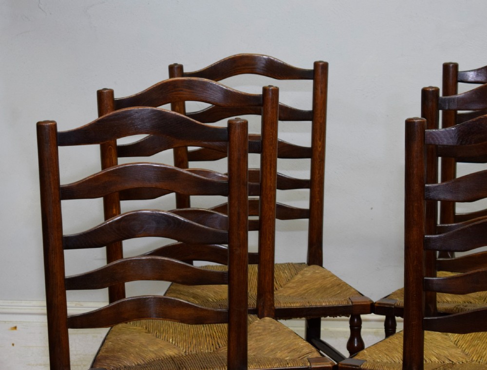  Set of 6 Oak Ladder Back Dining/Kitchen Chairs View VII