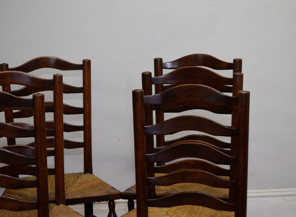  Set of 6 Oak Ladder Back Dining/Kitchen Chairs View IX