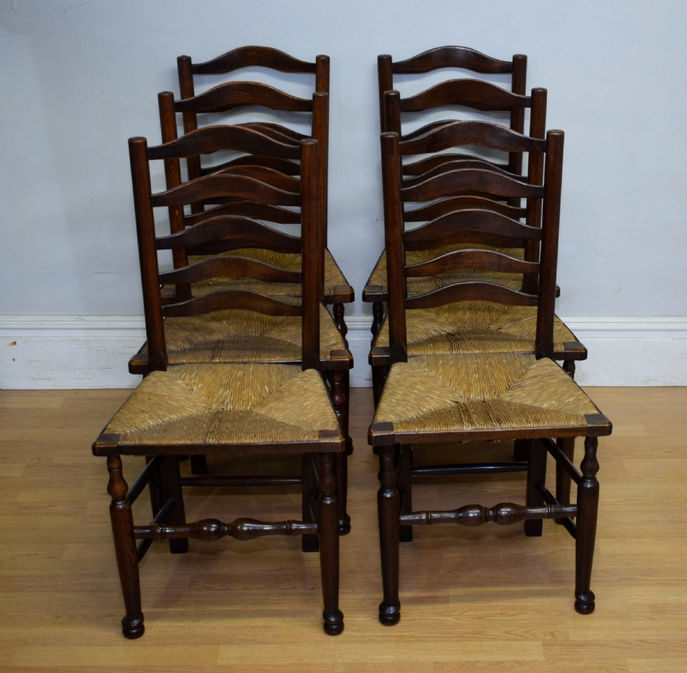  Set of 6 Oak Ladder Back Dining/Kitchen Chairs View XI