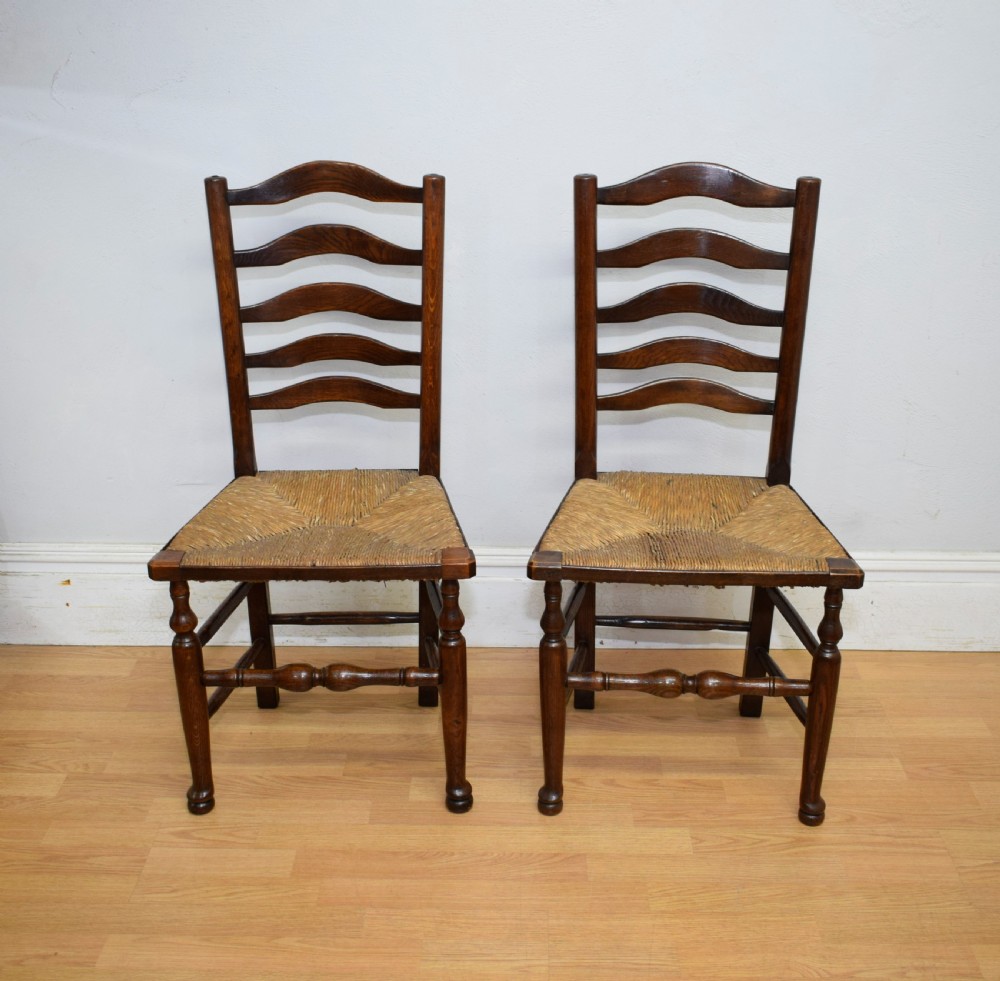 Set of 6 Oak Ladder Back Dining/Kitchen Chairs View XII