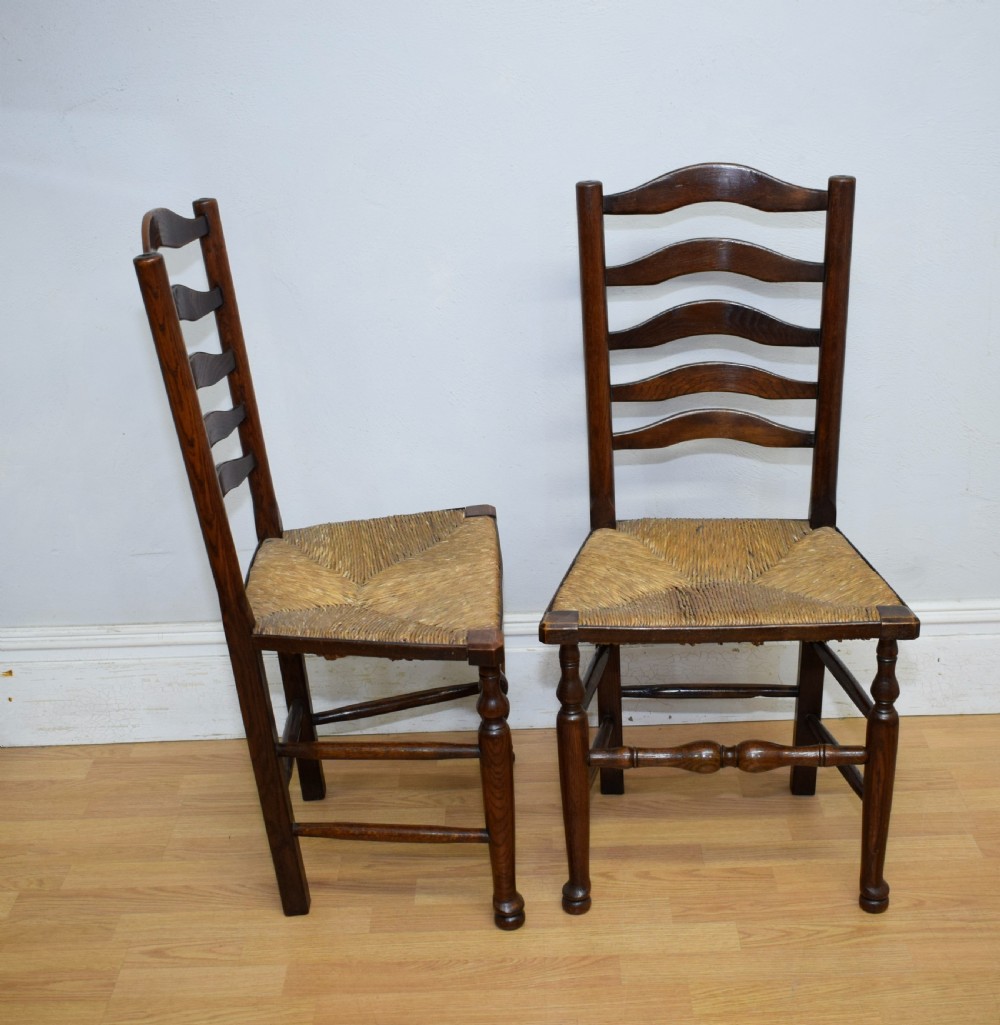  Set of 6 Oak Ladder Back Dining/Kitchen Chairs View XV