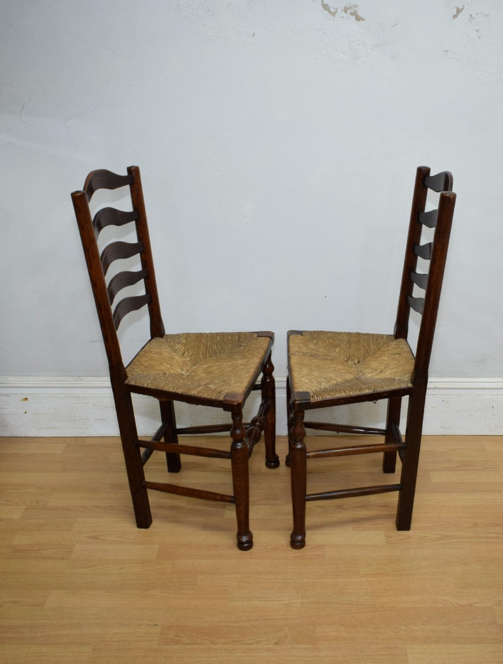  Set of 6 Oak Ladder Back Dining/Kitchen Chairs View XVII