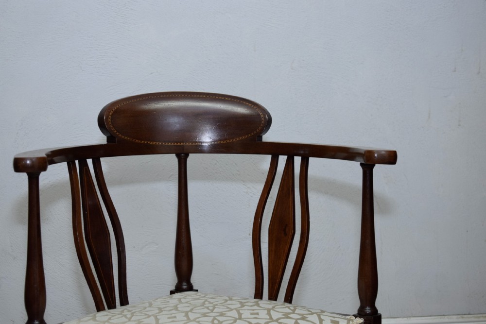 Edwardian Inlaid Mahogany Corner Chair View IV