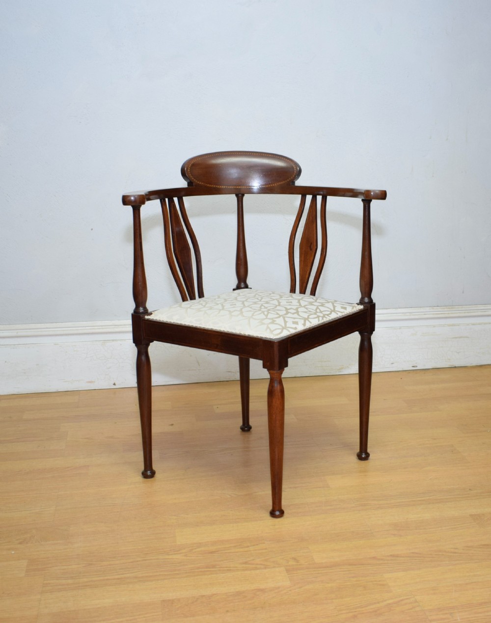Edwardian Inlaid Mahogany Corner Chair View V