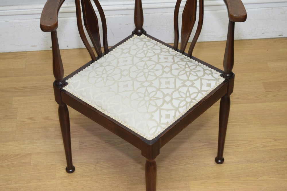 Edwardian Inlaid Mahogany Corner Chair View VI