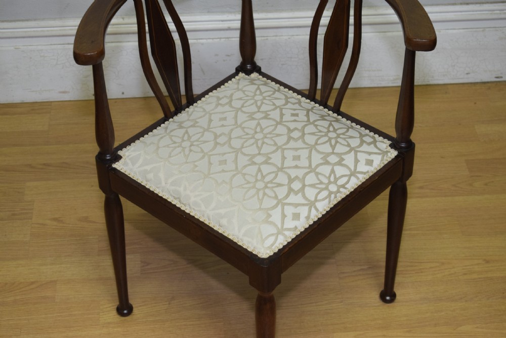 Edwardian Inlaid Mahogany Corner Chair View VII