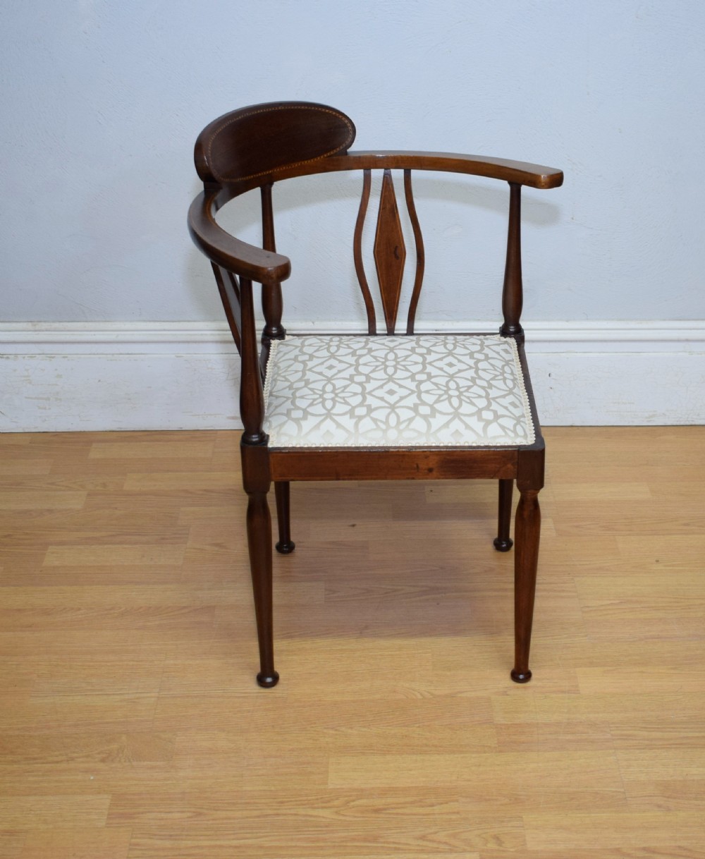 Edwardian Inlaid Mahogany Corner Chair View VIII
