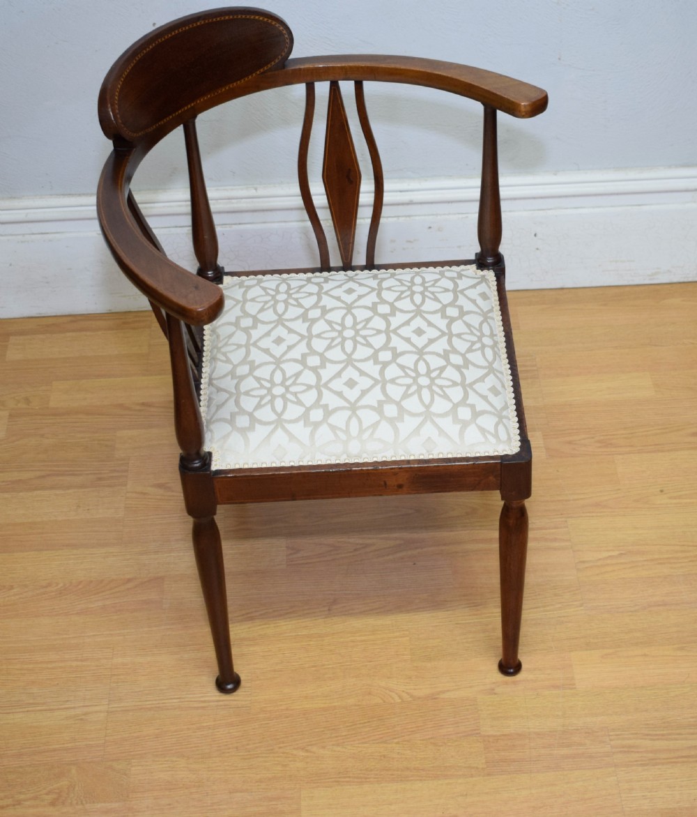 Edwardian Inlaid Mahogany Corner Chair View IX