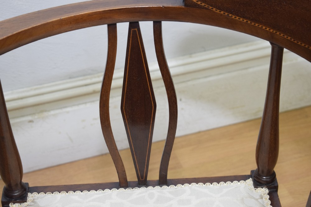 Edwardian Inlaid Mahogany Corner Chair View XII