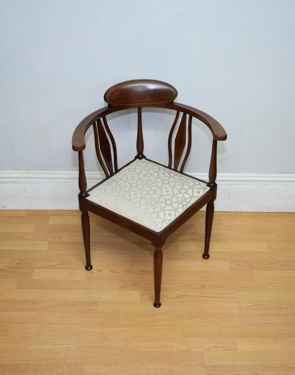 Edwardian Inlaid Mahogany Corner Chair View XVI
