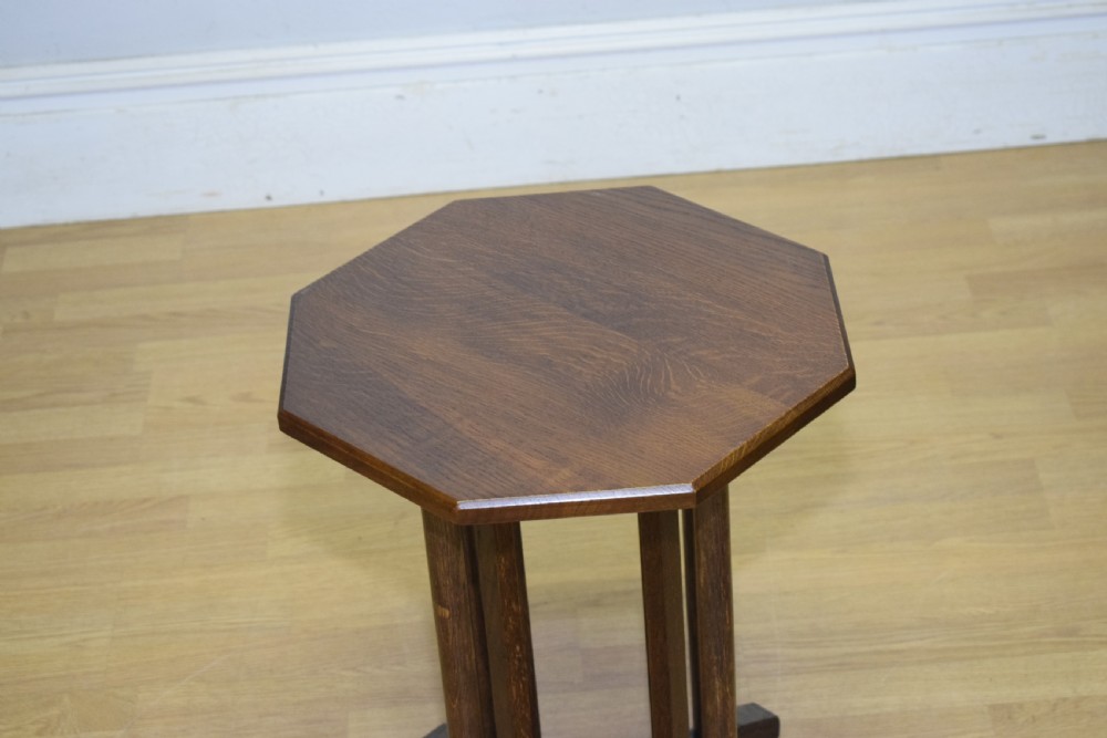 Arts & Crafts Oak Octagonal Table View IX