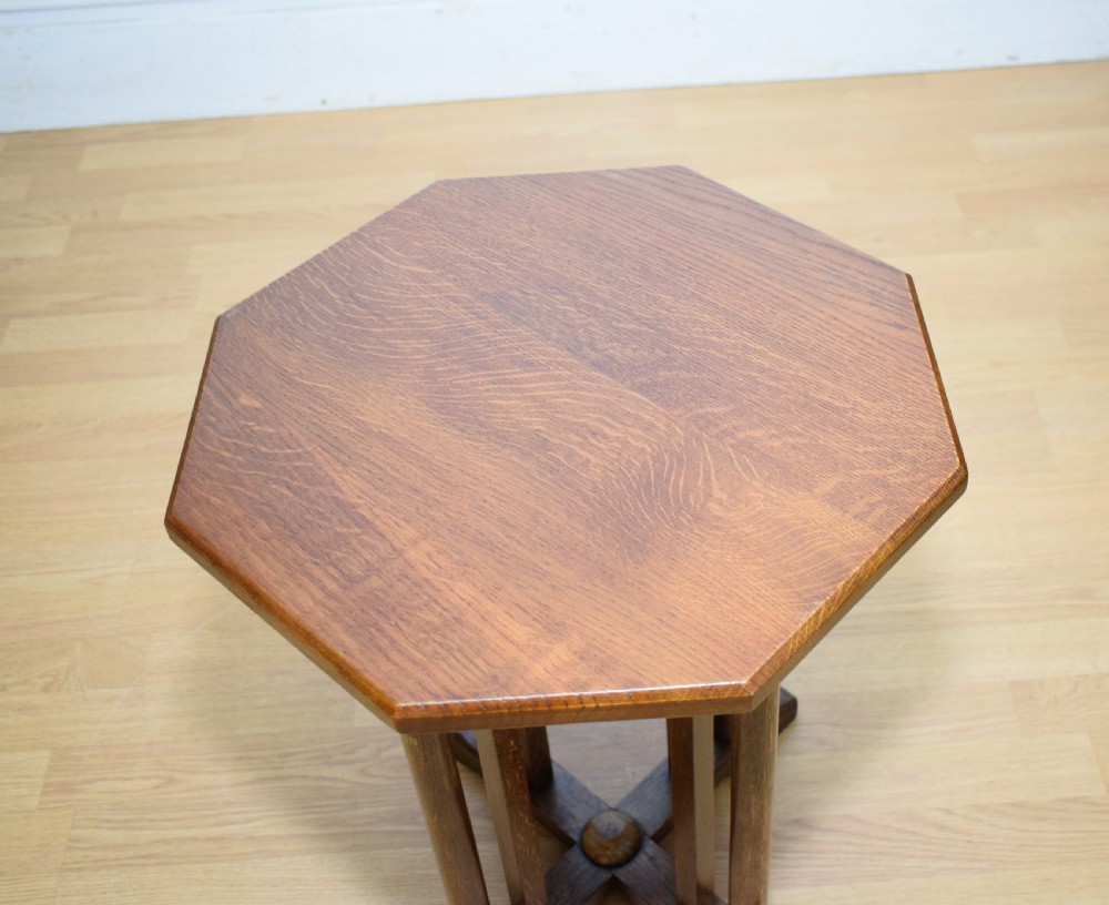 Arts & Crafts Oak Octagonal Table View X