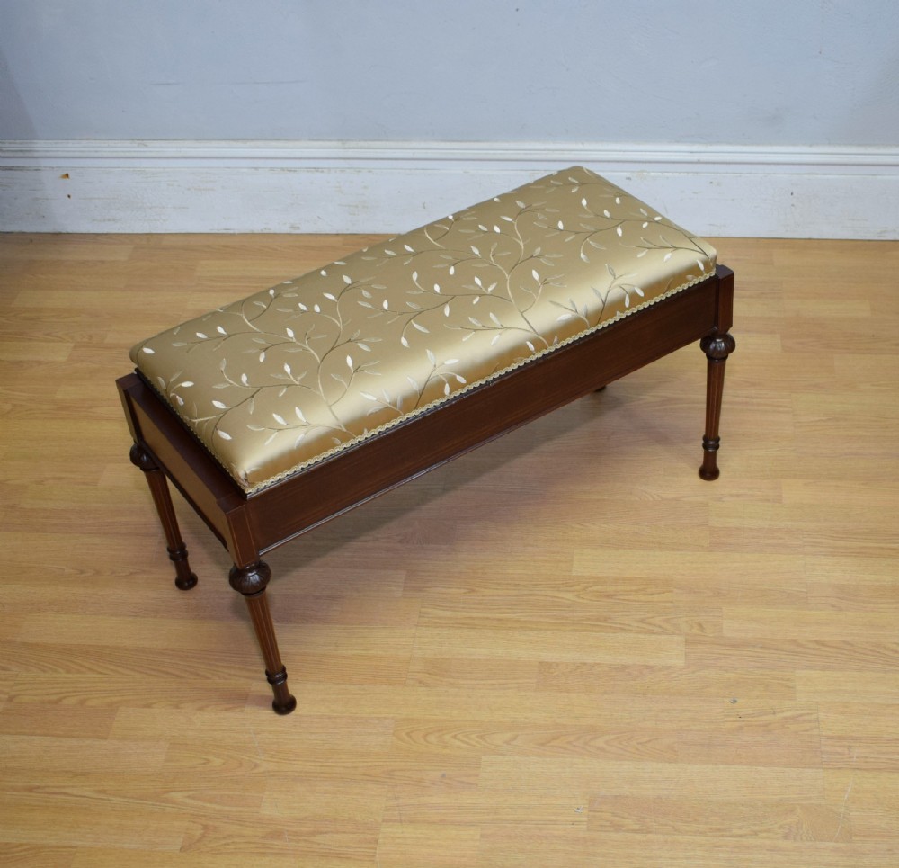 Antique Victorian Inlaid Duet Piano Stool