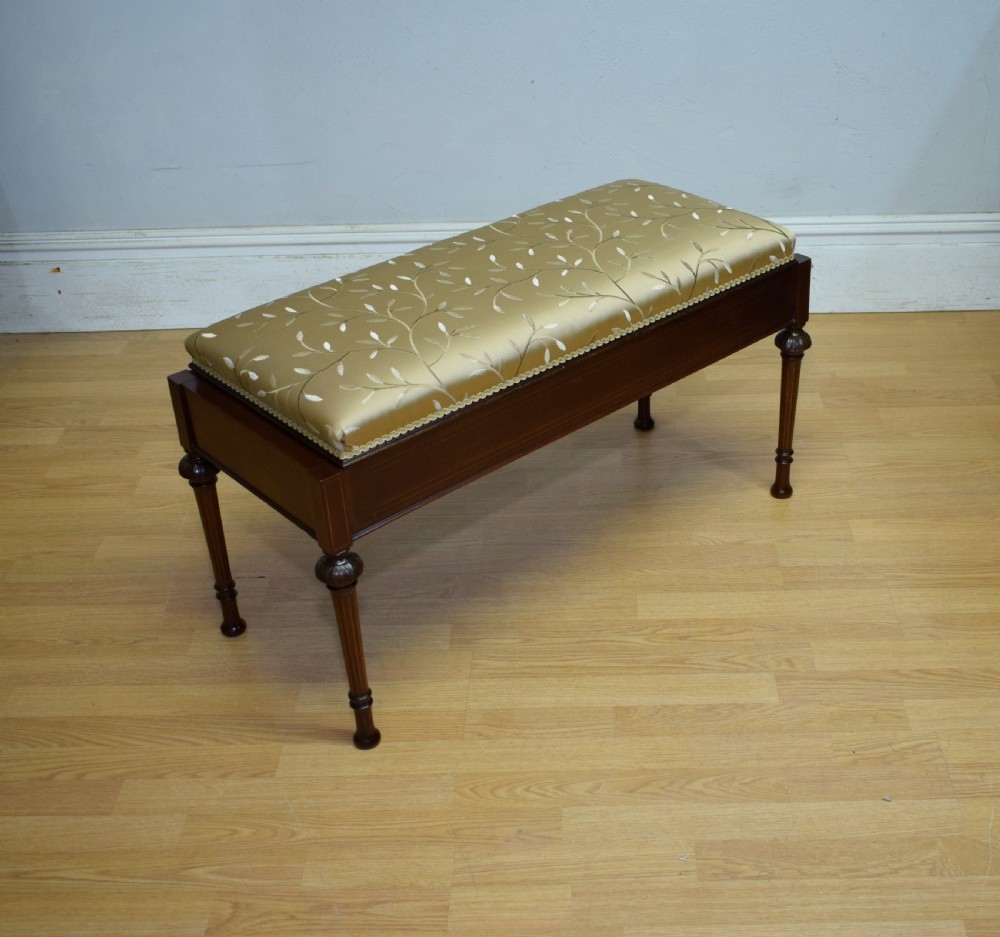 Antique Victorian Inlaid Duet Piano Stool View II