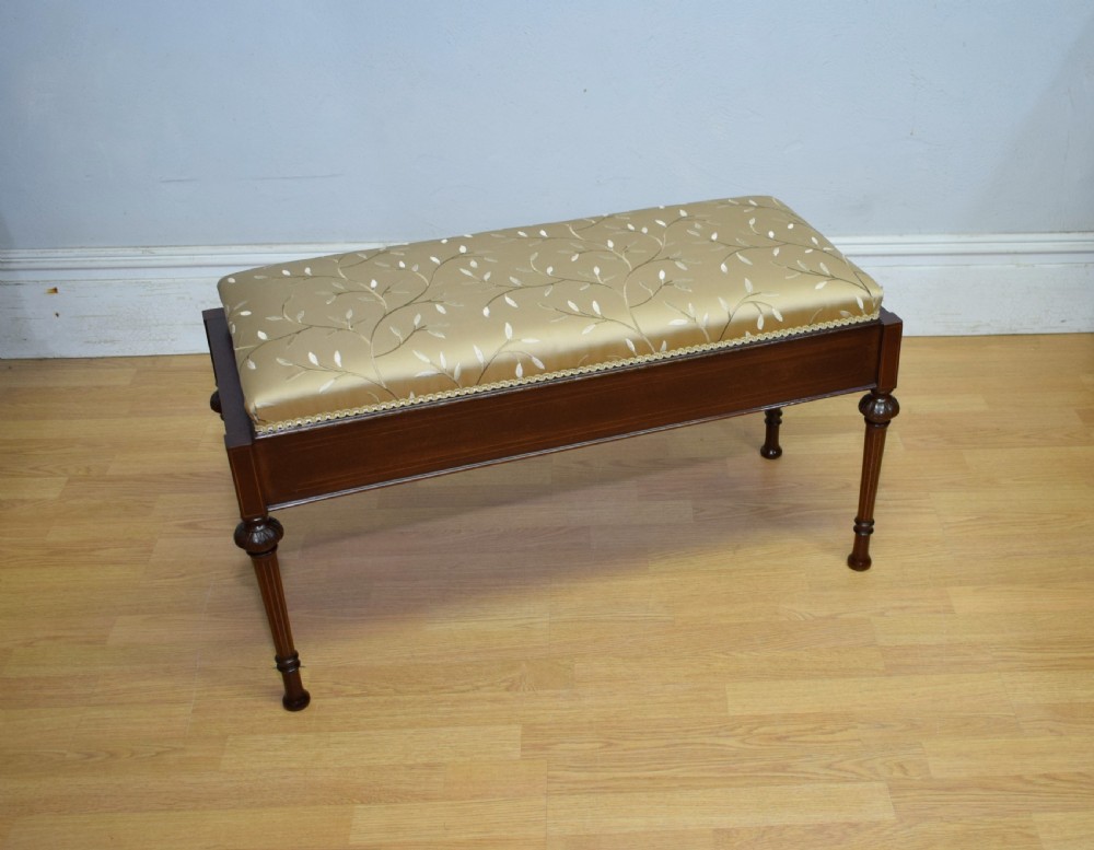 Antique Victorian Inlaid Duet Piano Stool View III