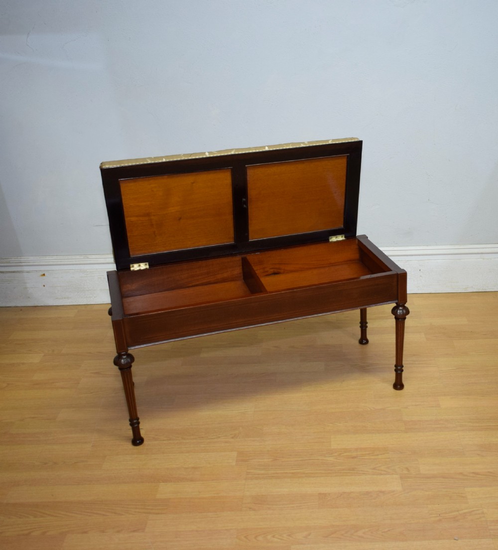 Antique Victorian Inlaid Duet Piano Stool View V