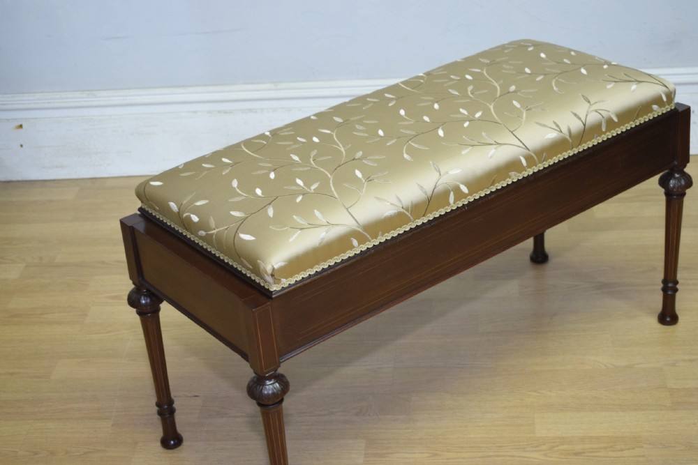 Antique Victorian Inlaid Duet Piano Stool View IX