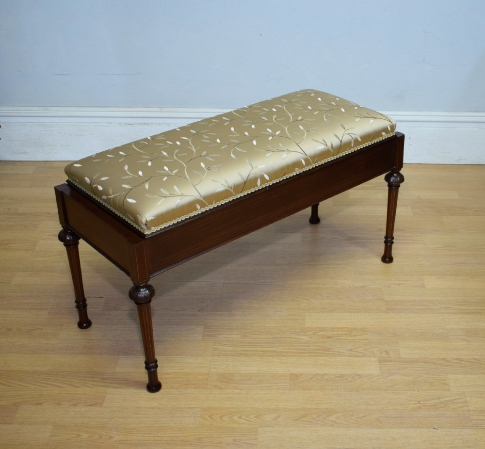 Antique Victorian Inlaid Duet Piano Stool View X