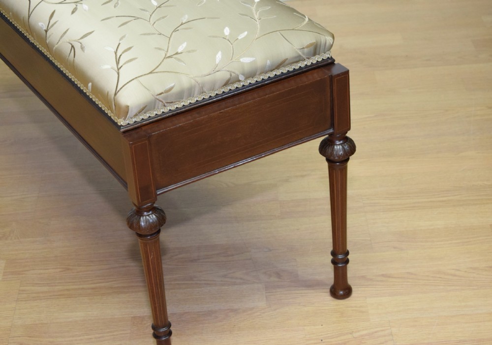 Antique Victorian Inlaid Duet Piano Stool View XII
