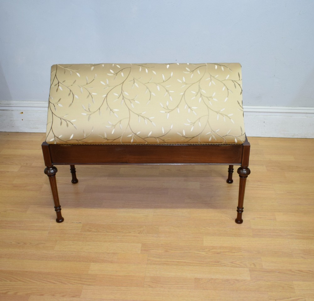 Antique Victorian Inlaid Duet Piano Stool View XV