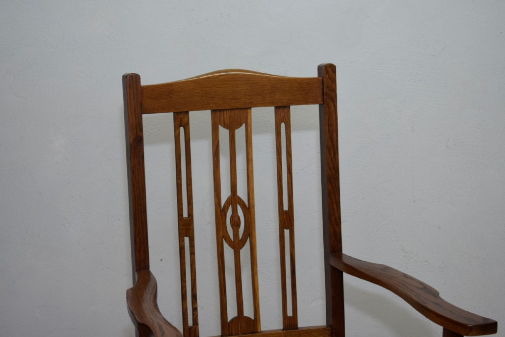 Antique Arts & Crafts Oak Armchair View IV