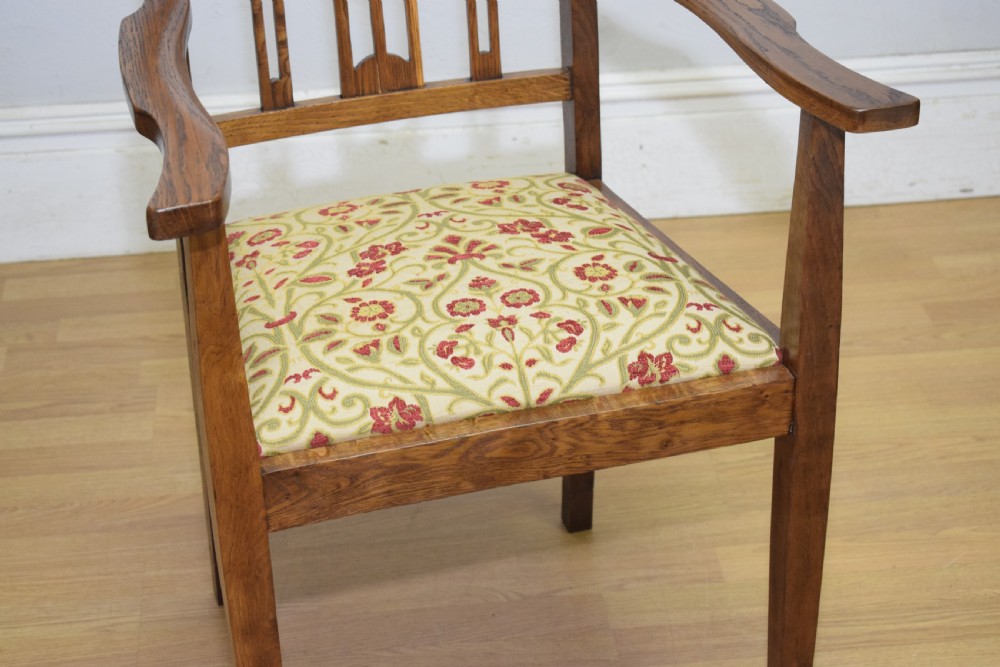 Antique Arts & Crafts Oak Armchair View XVIII