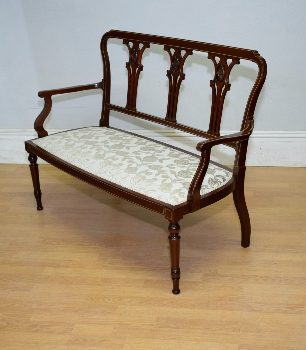 Antique Victorian Inlaid Couch View II