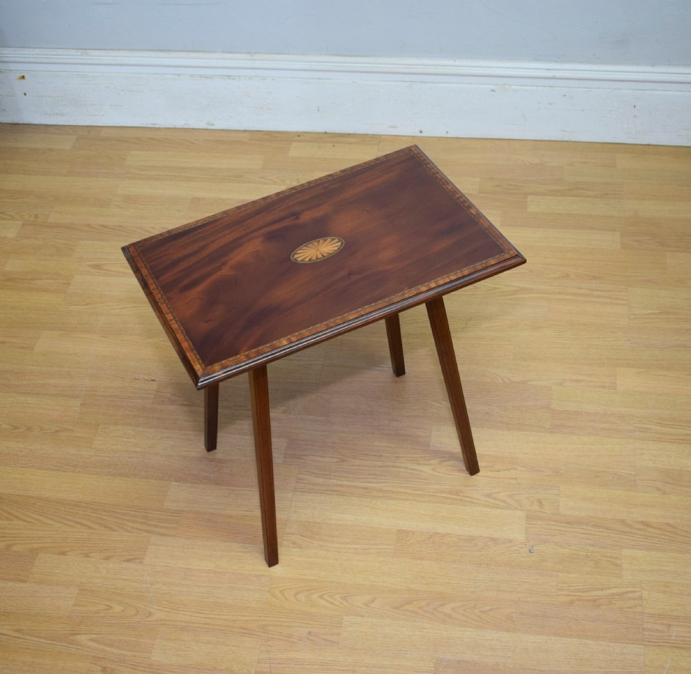 Antique Edwardian Mahogany Inlaid Table  View II