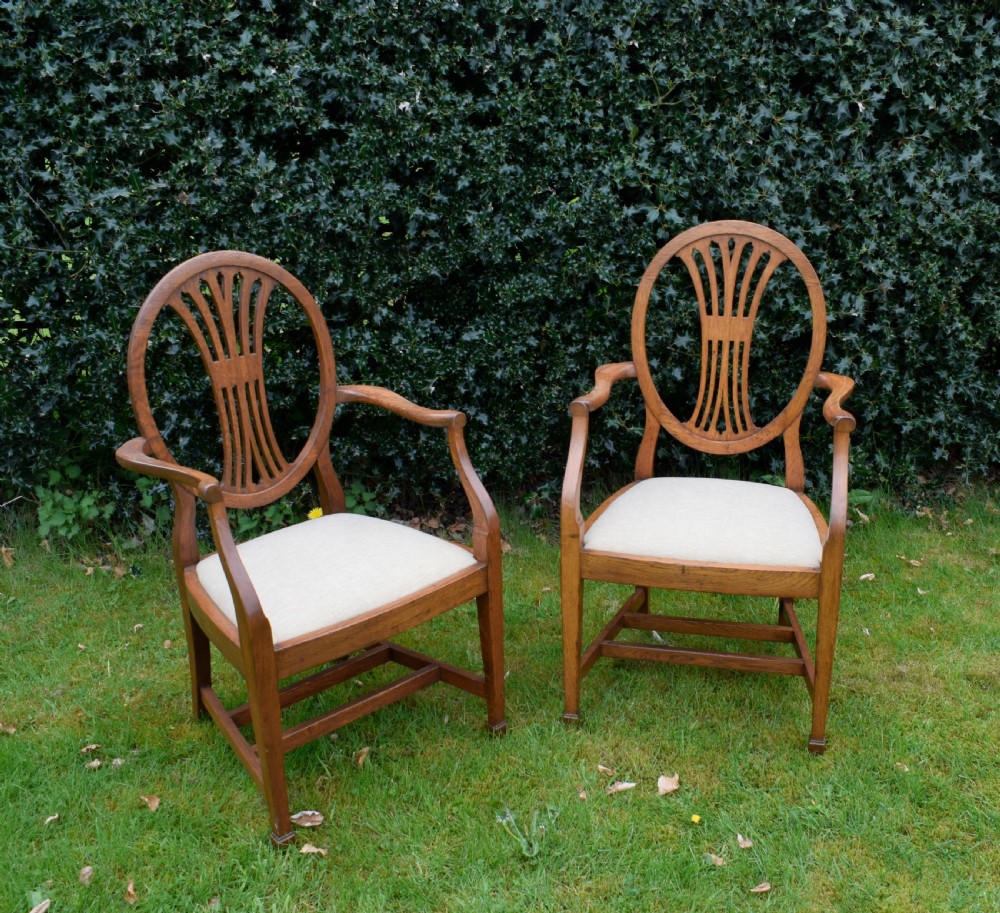  Early 20th Century Pair of Oak Armchairs View II