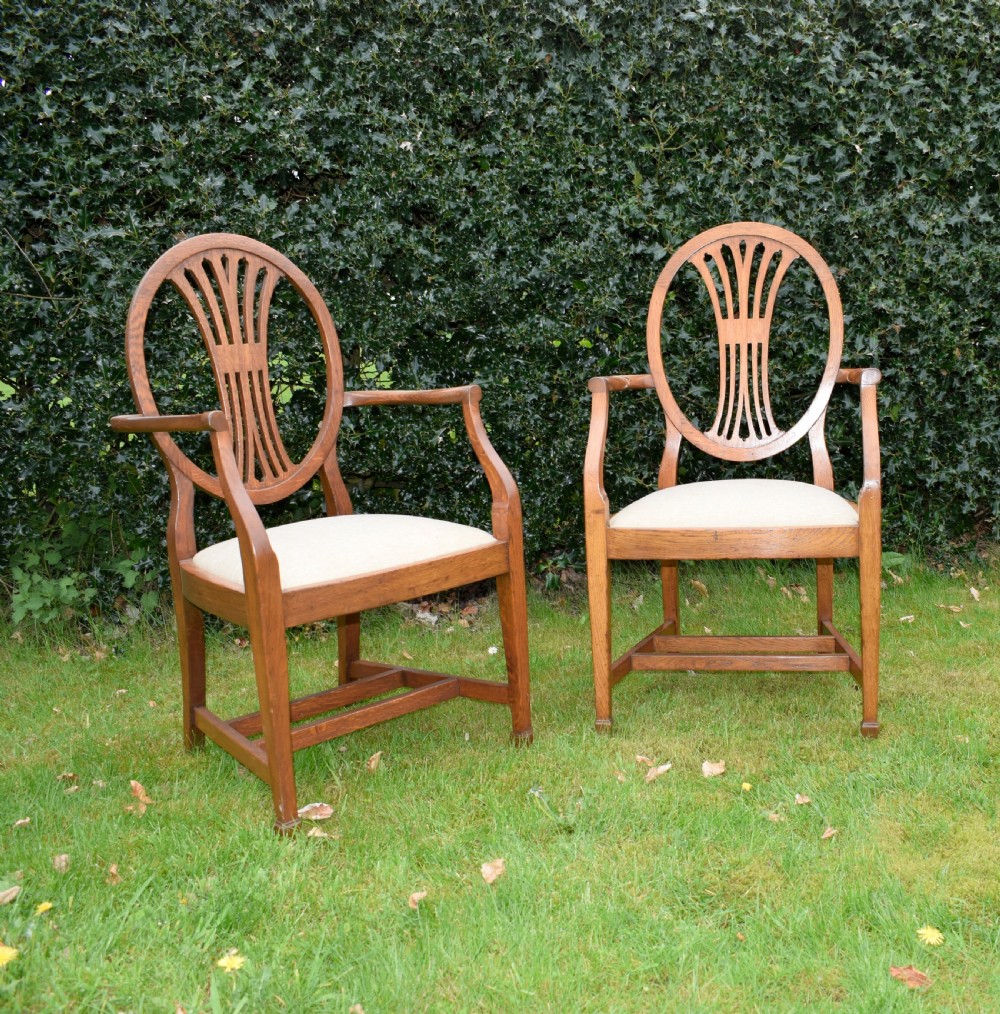  Early 20th Century Pair of Oak Armchairs View III