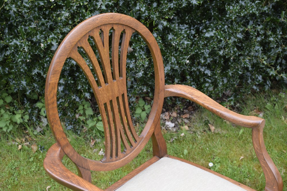  Early 20th Century Pair of Oak Armchairs View XI