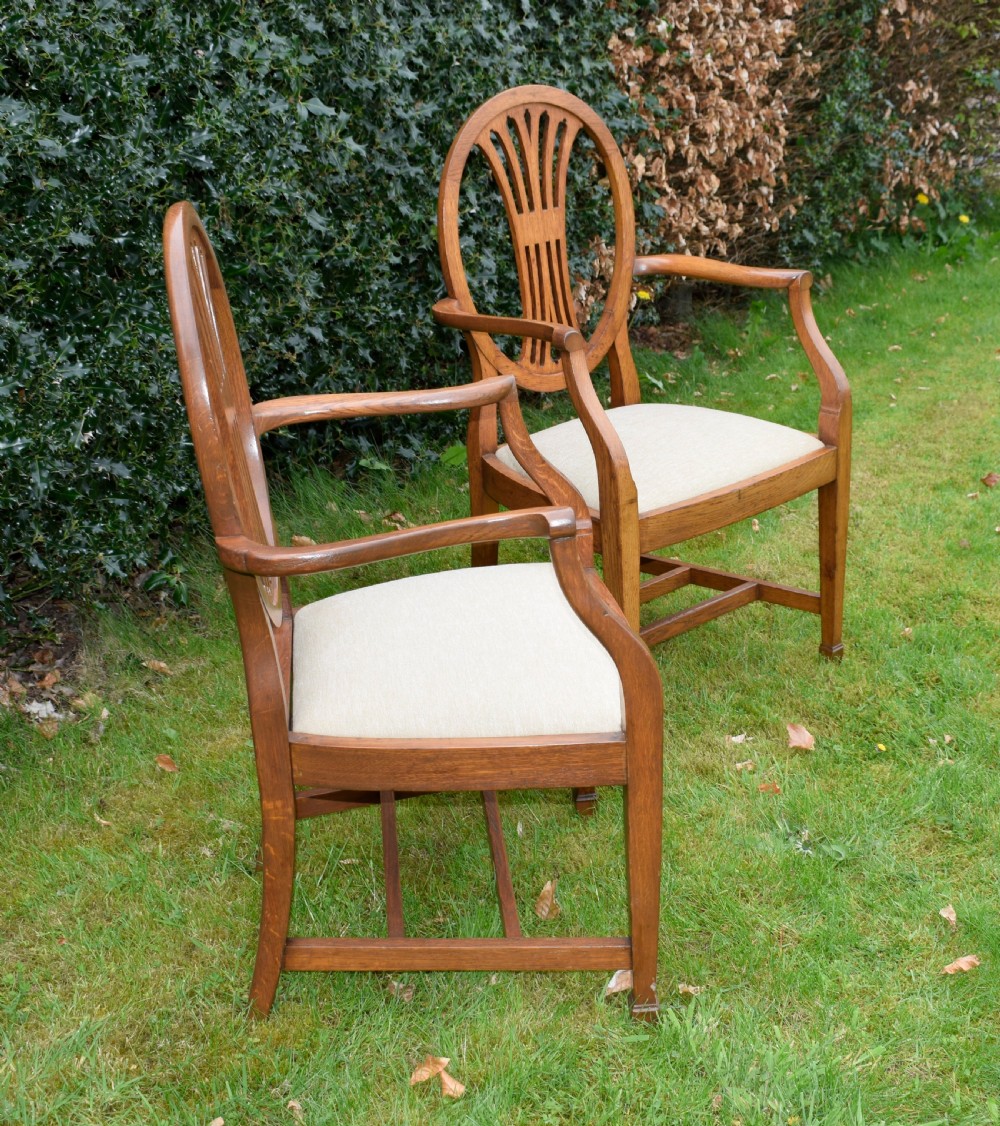  Early 20th Century Pair of Oak Armchairs View XII
