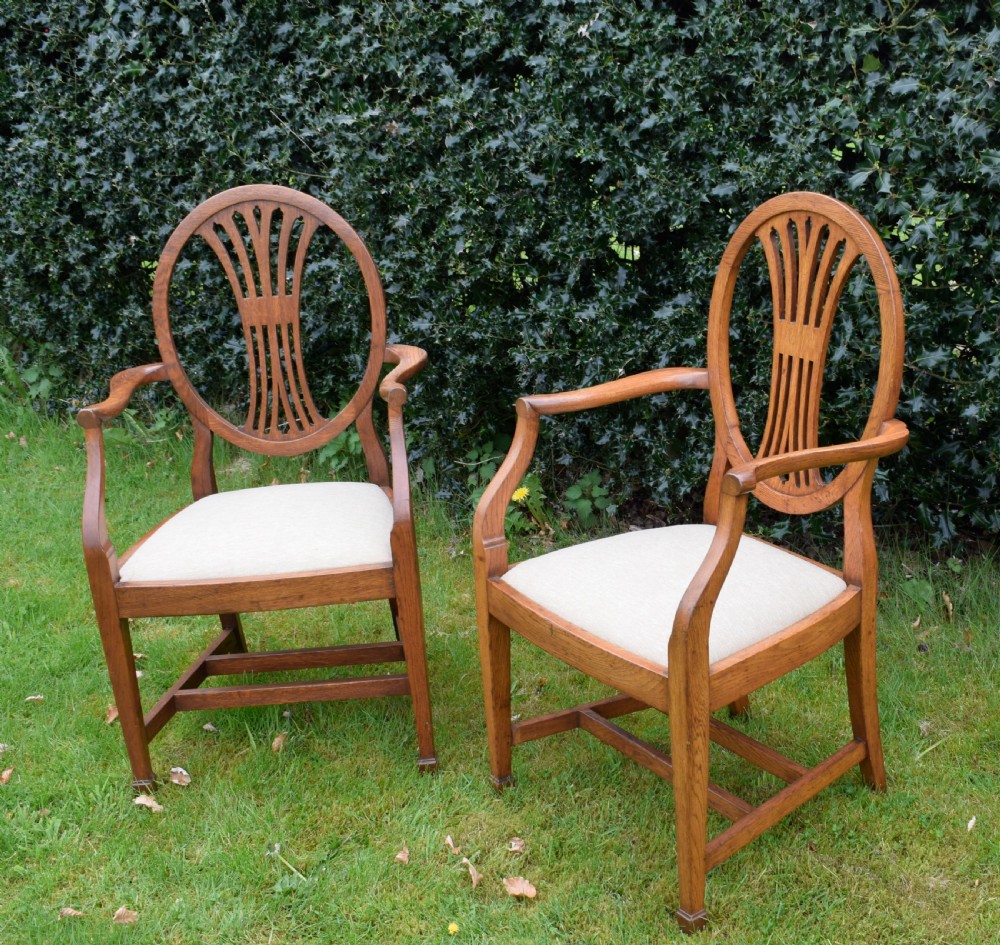  Early 20th Century Pair of Oak Armchairs View XIII