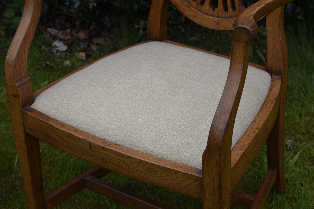  Early 20th Century Pair of Oak Armchairs View XV