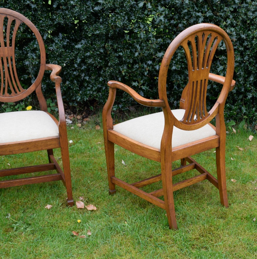  Early 20th Century Pair of Oak Armchairs View XVI