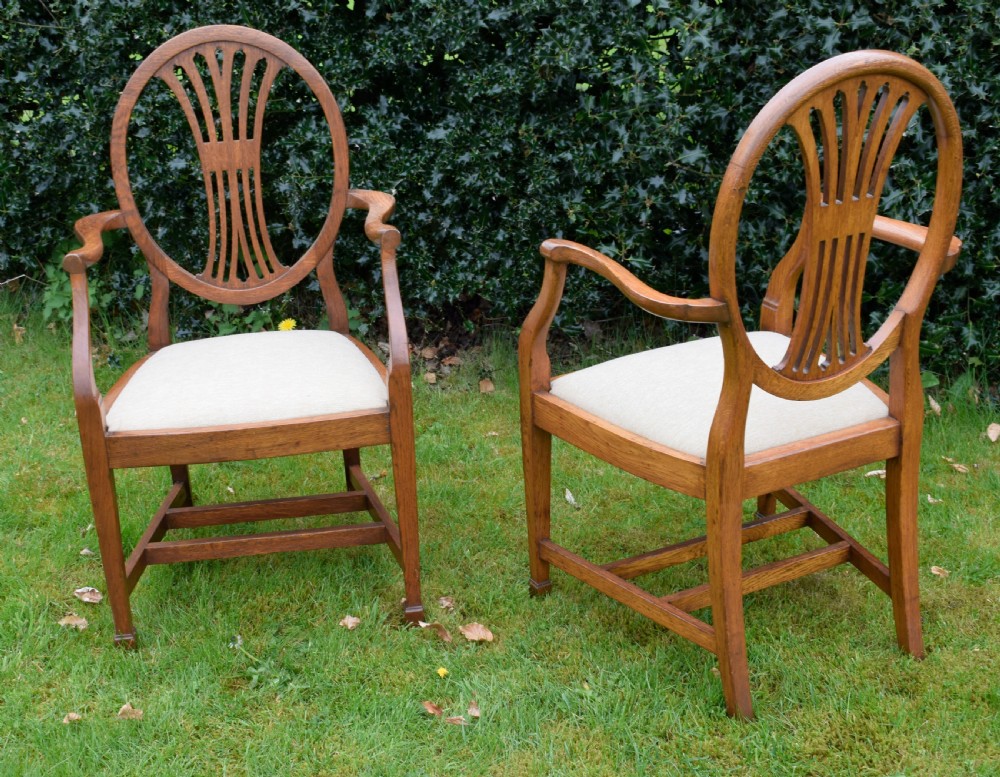  Early 20th Century Pair of Oak Armchairs View XVII