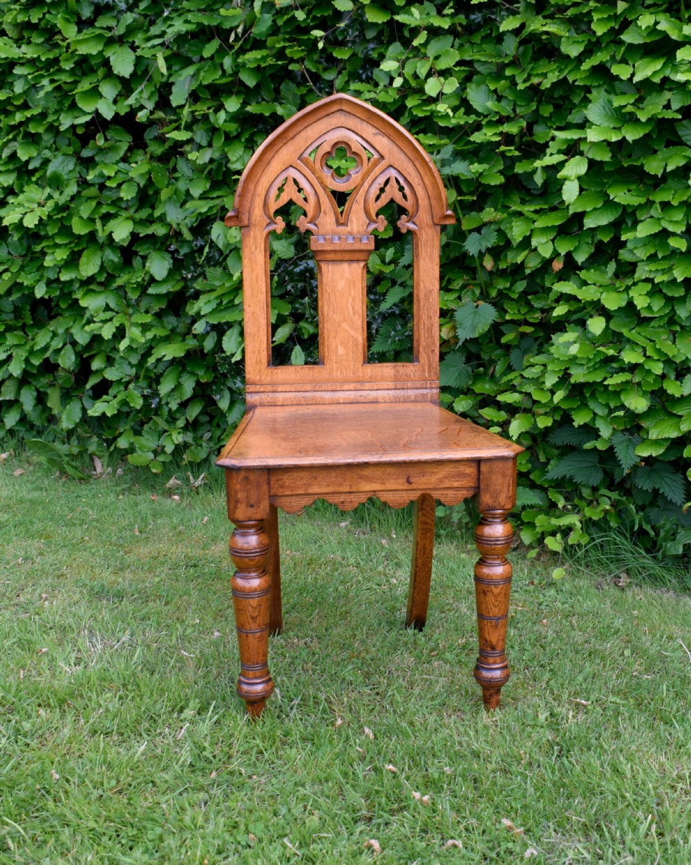 Victorian Gothic Oak Hall Chair View III