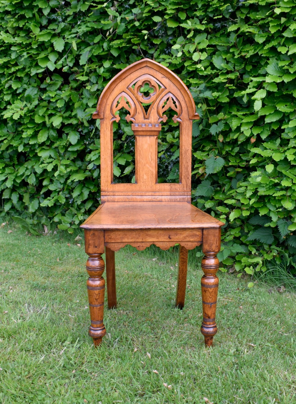 Victorian Gothic Oak Hall Chair View V