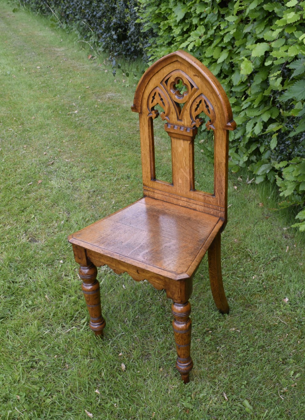 Victorian Gothic Oak Hall Chair View VII