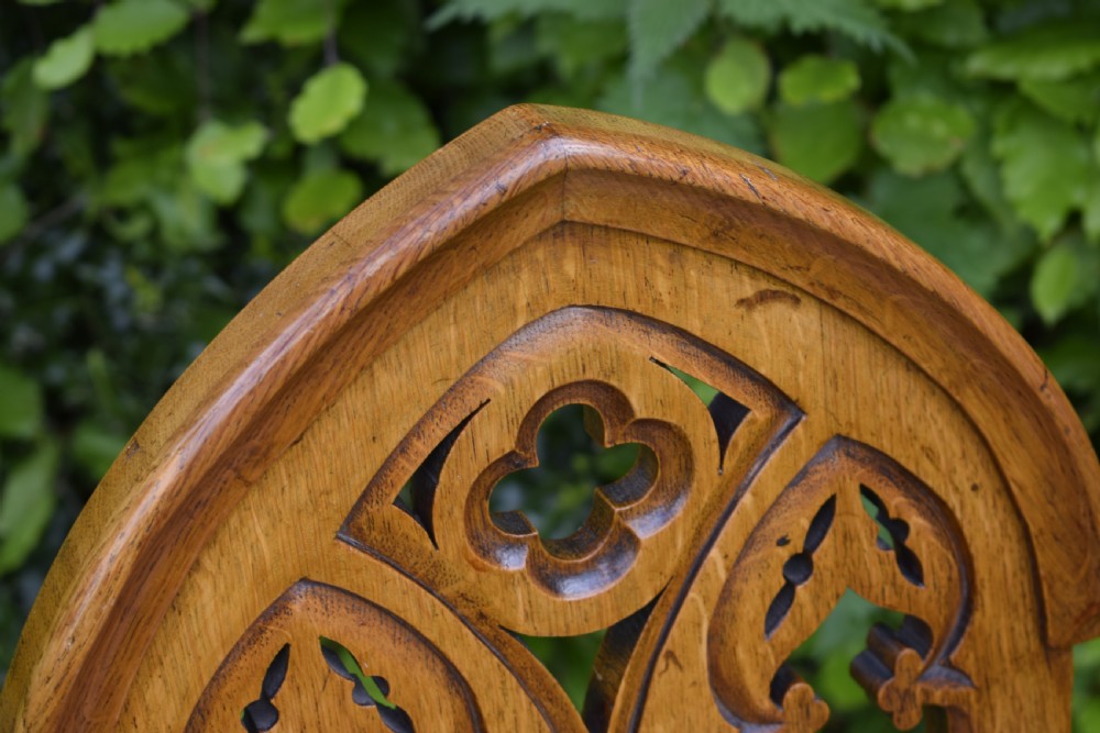 Victorian Gothic Oak Hall Chair View X