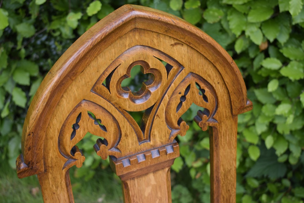 Victorian Gothic Oak Hall Chair View XI