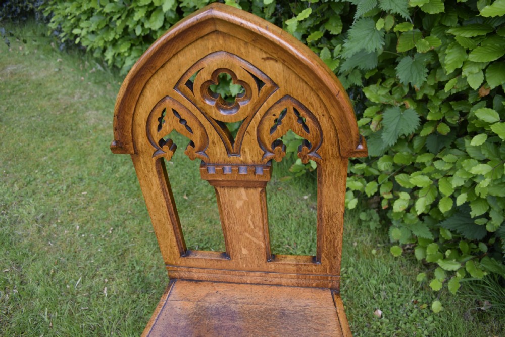 Victorian Gothic Oak Hall Chair View XII