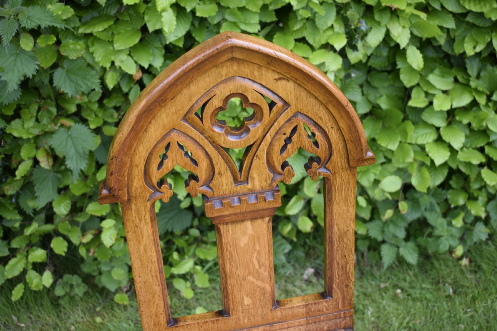 Victorian Gothic Oak Hall Chair View XIII