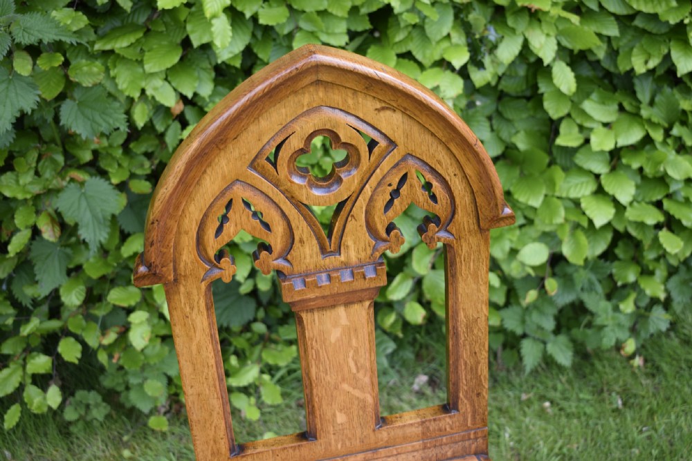 Victorian Gothic Oak Hall Chair View XIV