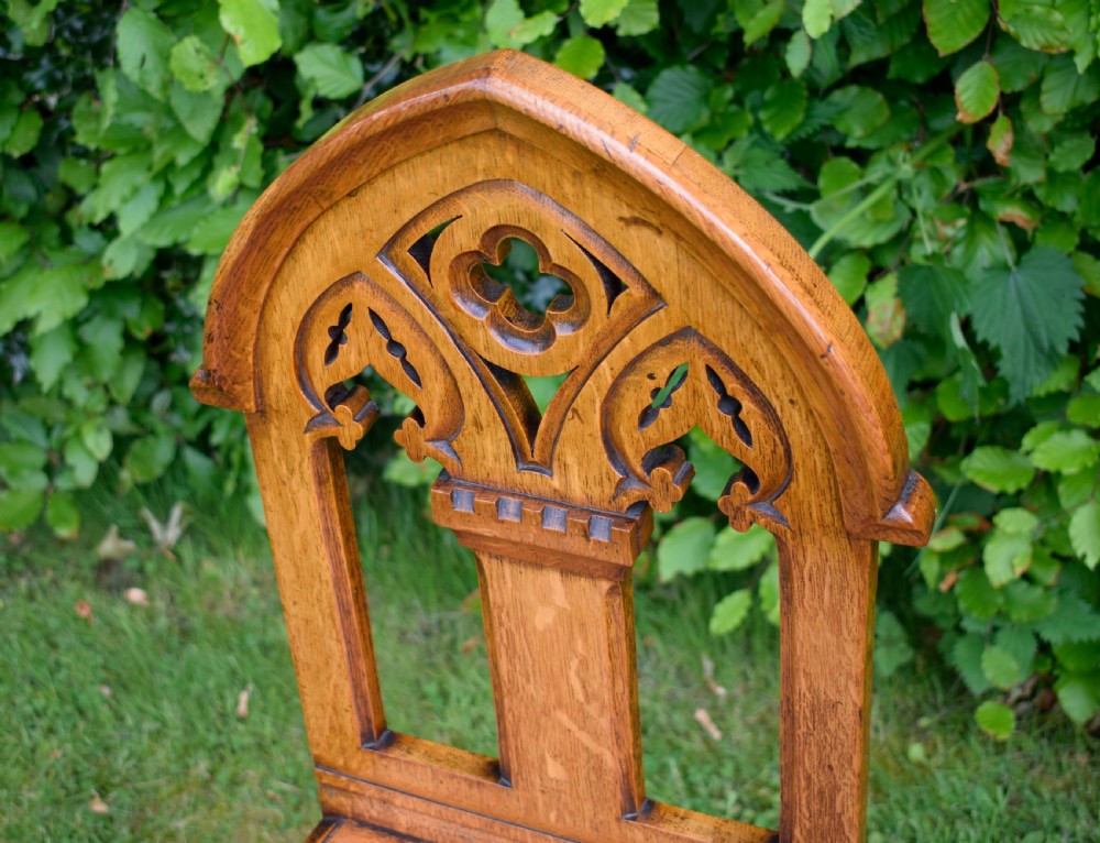 Victorian Gothic Oak Hall Chair View XXI