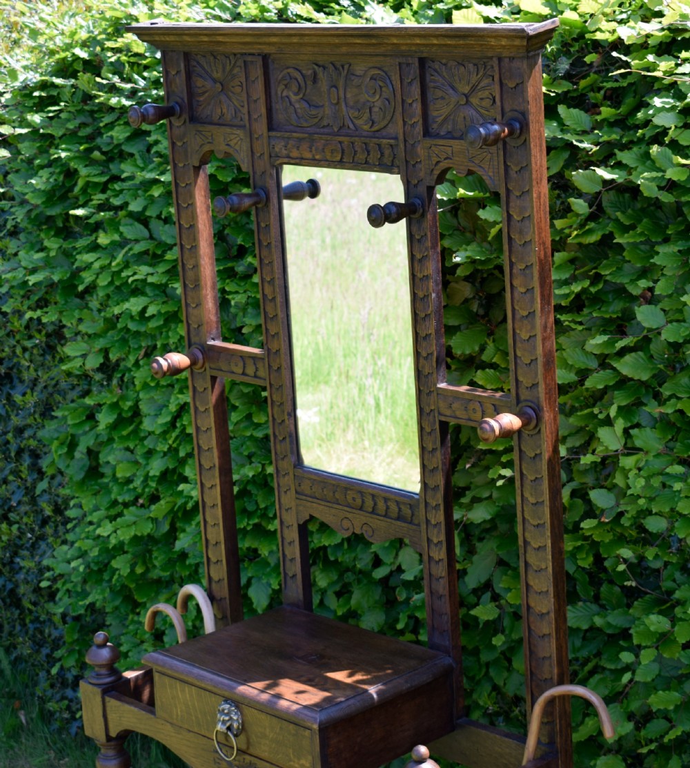 Victorian Carved Oak Hall Stand View X