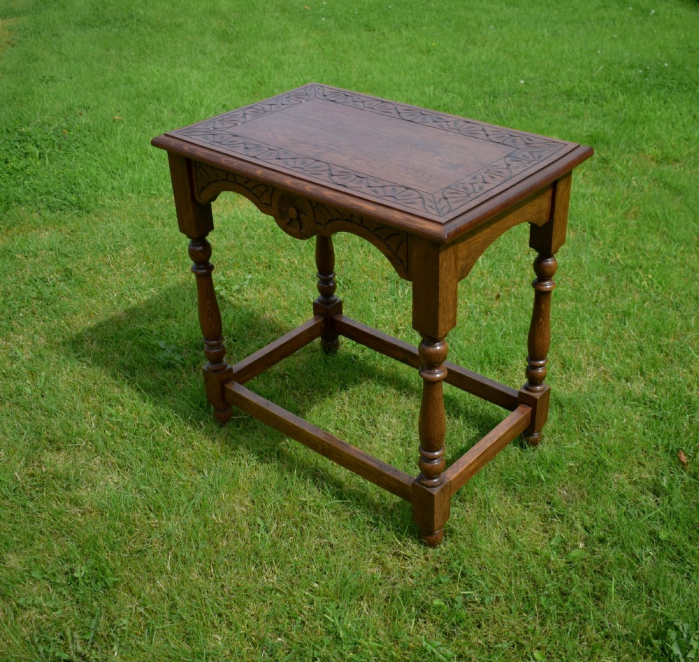  Carved Oak Occasional Table View IV