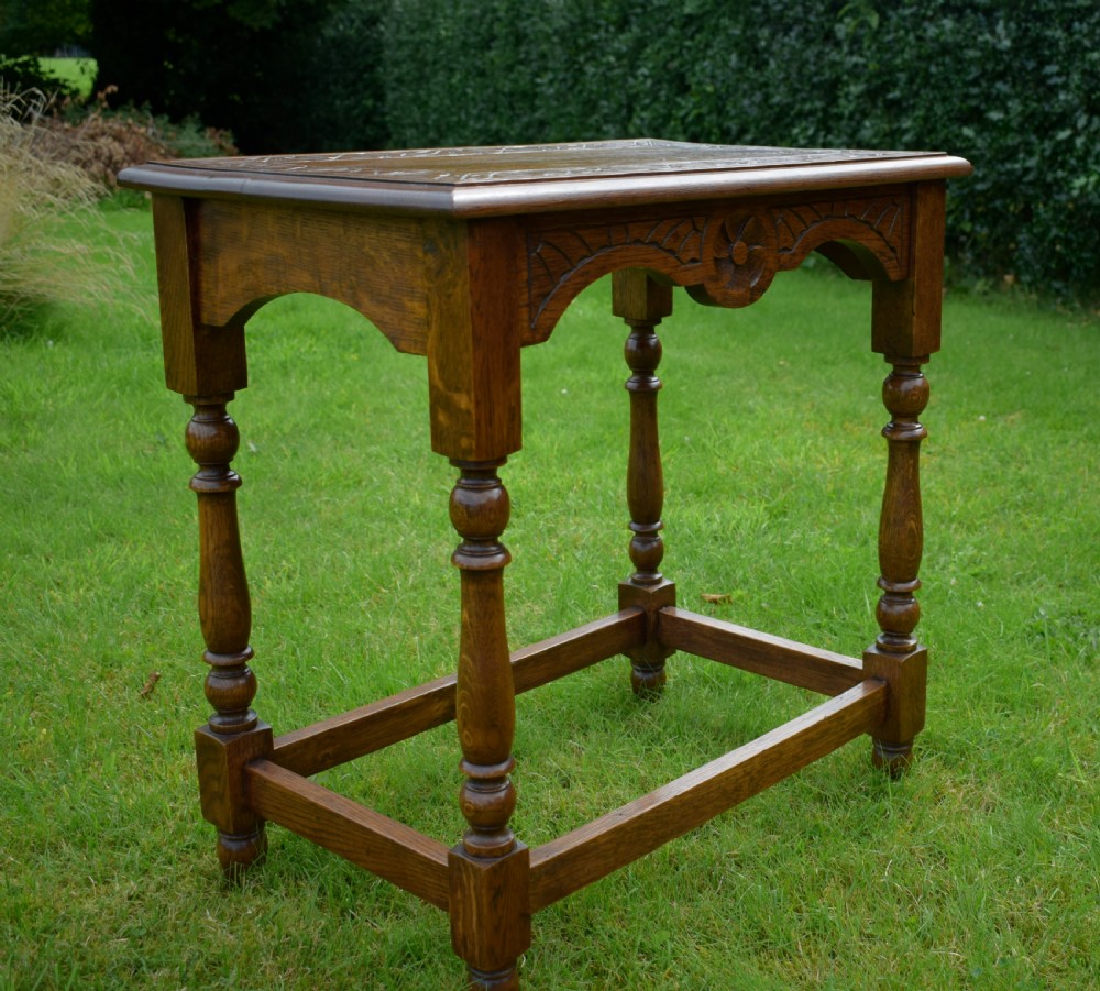  Carved Oak Occasional Table View VIII